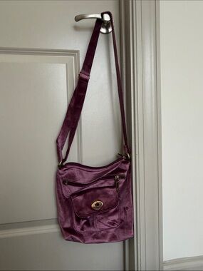 Women’s Velvet Crossbody Bag in Plum